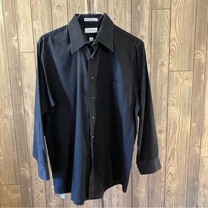 Van Heusen Mens Black Pique Long Sleeve Dress Shirt